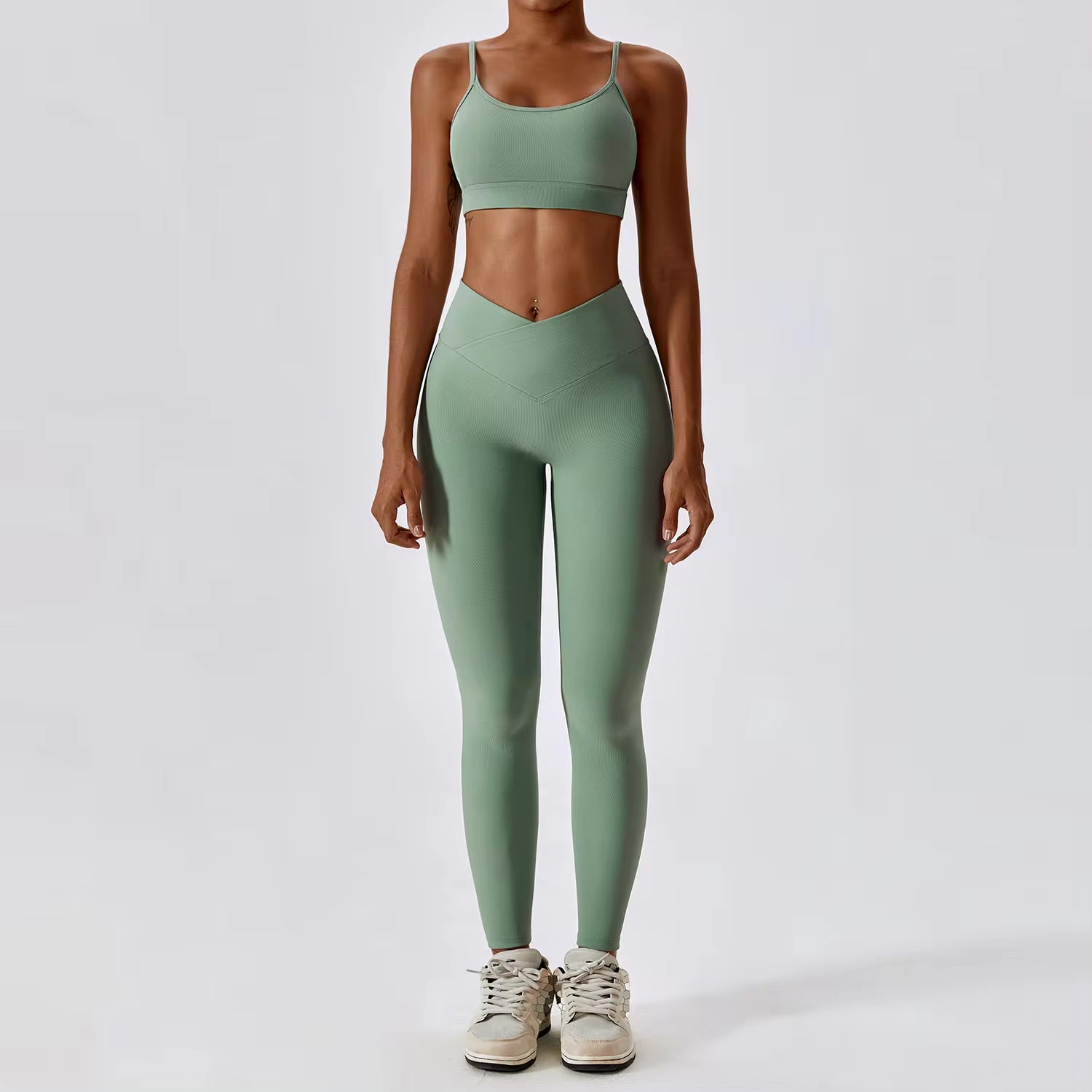 2PCS Seamless Yoga Set Gym Clothes Sportswear Yoga Suits for Women Fitness Rib Tracksuits Sports Bra Gym Leggings Sports Suits