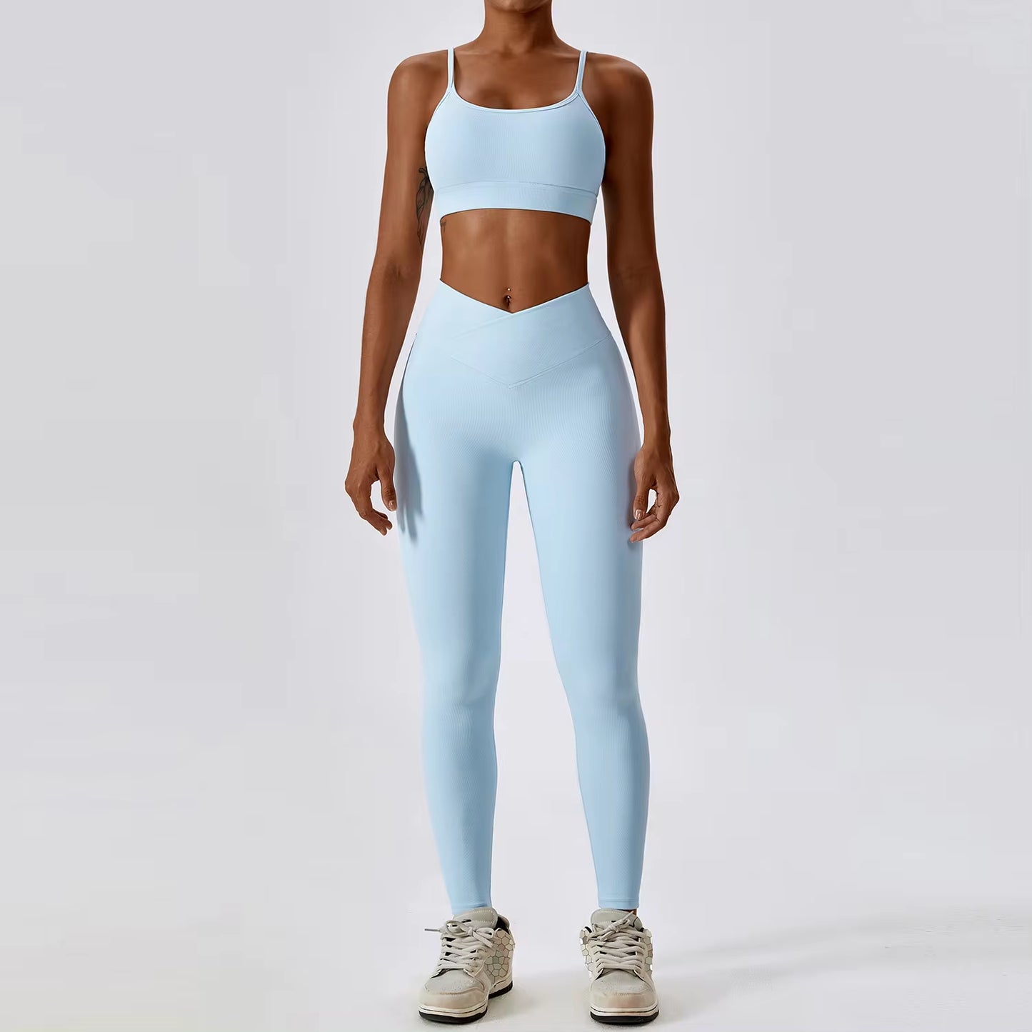 2PCS Seamless Yoga Set Gym Clothes Sportswear Yoga Suits for Women Fitness Rib Tracksuits Sports Bra Gym Leggings Sports Suits