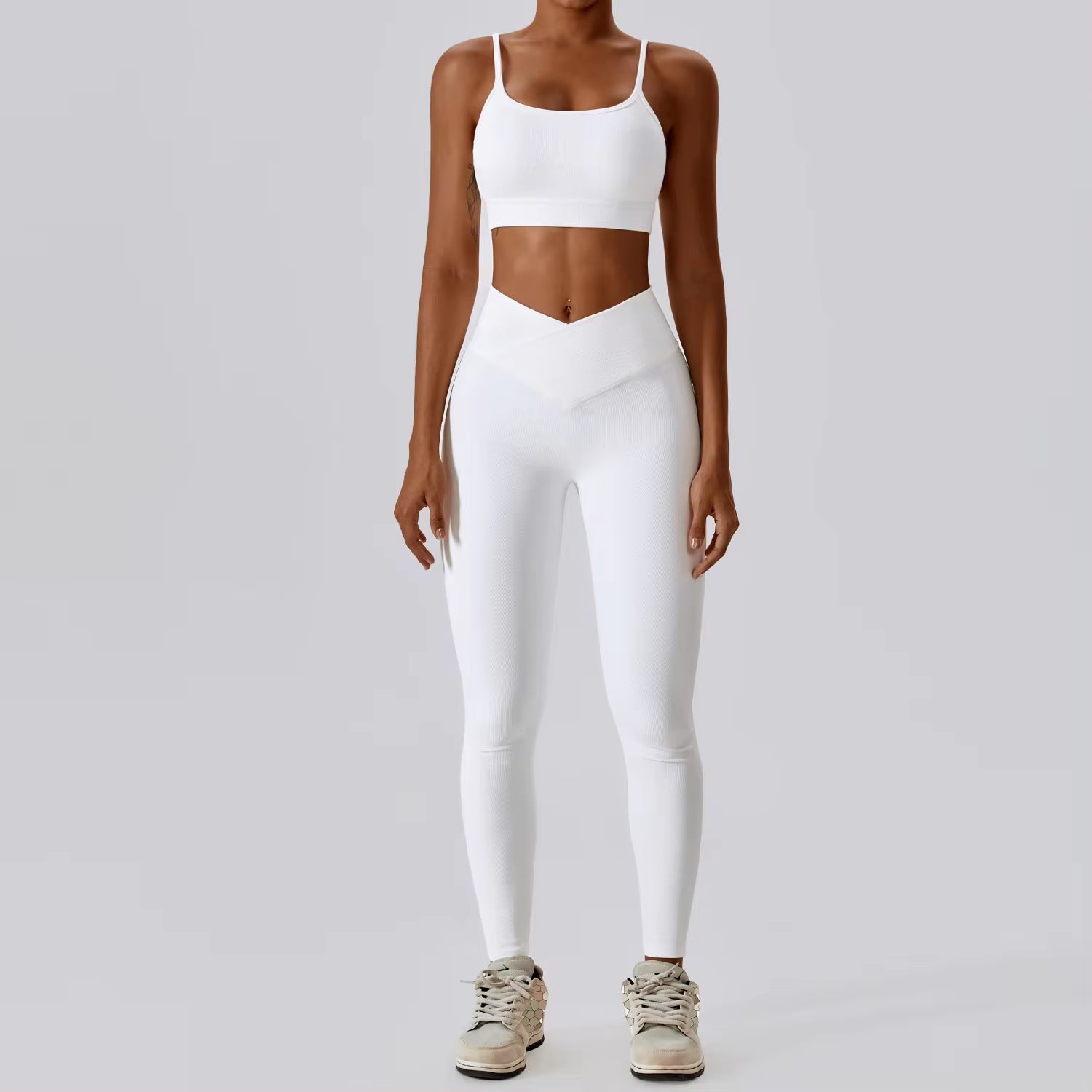 2PCS Seamless Yoga Set Gym Clothes Sportswear Yoga Suits for Women Fitness Rib Tracksuits Sports Bra Gym Leggings Sports Suits