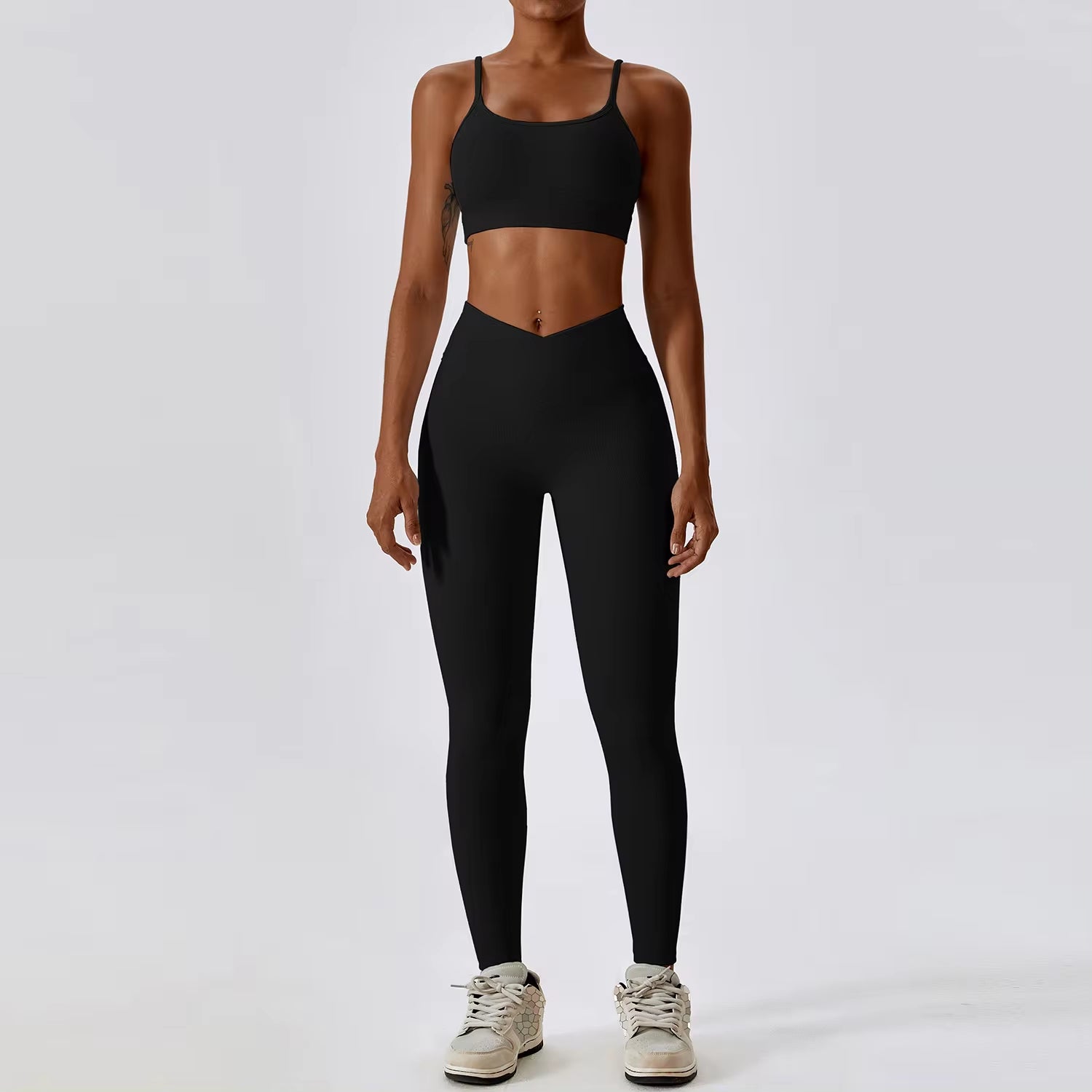 2PCS Seamless Yoga Set Gym Clothes Sportswear Yoga Suits for Women Fitness Rib Tracksuits Sports Bra Gym Leggings Sports Suits