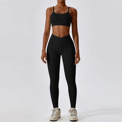 2PCS Seamless Yoga Set Gym Clothes Sportswear Yoga Suits for Women Fitness Rib Tracksuits Sports Bra Gym Leggings Sports Suits